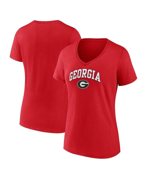 Women's Red Georgia Bulldogs Evergreen Campus V-Neck T-shirt