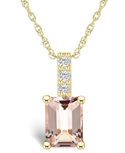 Morganite (1-3/8 Ct. T.W.) and Diamond Accent Pendant Necklace in 14K Yellow Gold