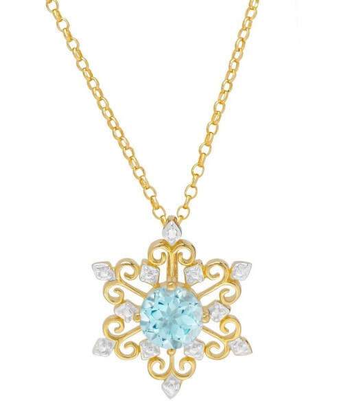 Macy's blue Topaz Snowflake 18" Pendant Necklace (1 ct. t.w.) in Sterling Silver & 14k Gold-Plate