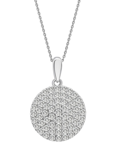 Wrapped in Love diamond Circle Pendant Necklace (1 ct. t.w.) in 14k White Gold, 16" + 4" extender, Created for Macy's