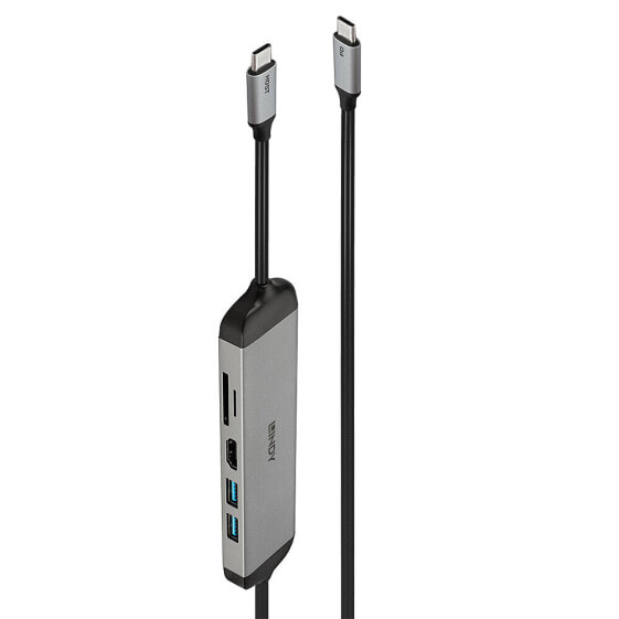 Lindy USB 3.2 Type C Laptop Micro Dock - Wired - USB 3.2 Gen 1 (3.1 Gen 1) Type-C - 100 W - Black - Grey - MicroSD (TransFlash) - SD - 5 Gbit/s