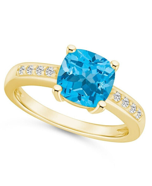 Blue Topaz and Diamond Ring (2-3/4 ct.t.w and 1/8 ct.t.w) 14K Yellow Gold