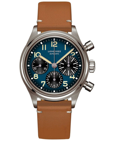 Men's Swiss Automatic Chronograph Avigation BigEye Brown Leather Strap 41mm