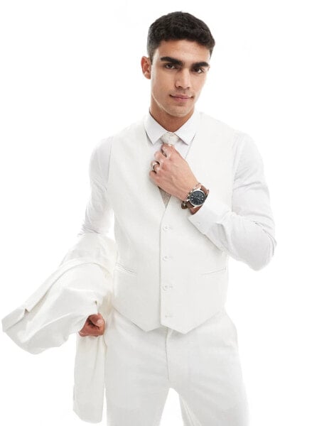 ASOS DESIGN slim suit waistcoat in white