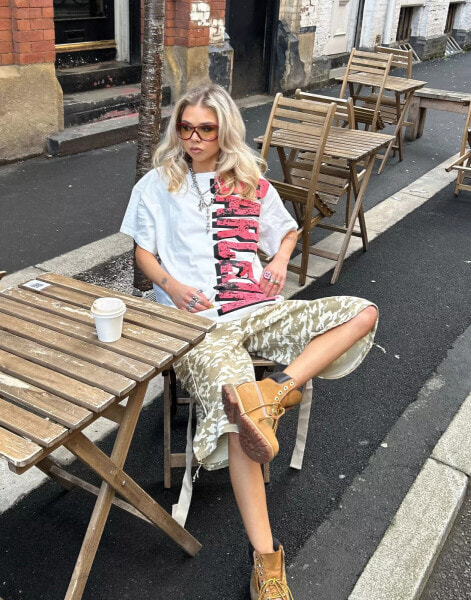 Labelrail x Daisy Birchall barcelona oversized t-shirt in white