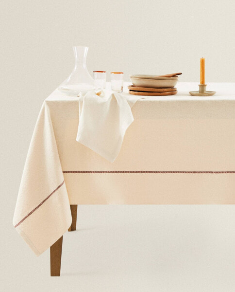 Cotton tablecloth with border