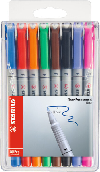 STABILO OHPen - 8 pc(s) - Multicolor - Round - Fine - 0.7 mm - Water-based ink