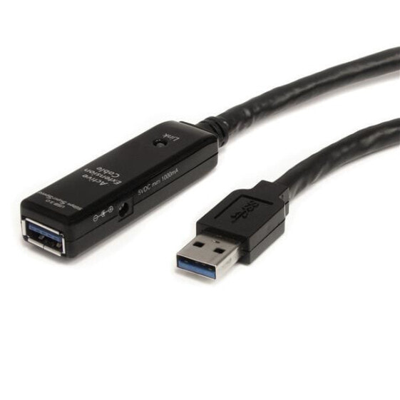 StarTech.com 10m USB 3.0 Active Extension Cable - M/F, 10 m, USB A, USB A, USB 3.2 Gen 1 (3.1 Gen 1), 5000 Mbit/s, Black