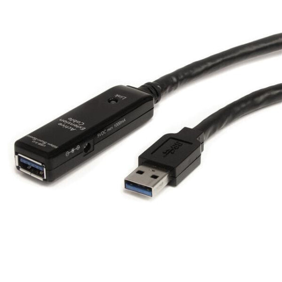 StarTech.com 10m USB 3.0 Active Extension Cable - M/F - 10 m - USB A - USB A - USB 3.2 Gen 1 (3.1 Gen 1) - 5000 Mbit/s - Black