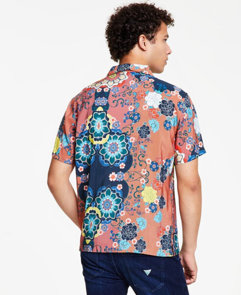 Men's Sandwash Pacific Blooms Printed Button-Down Camp Shirt