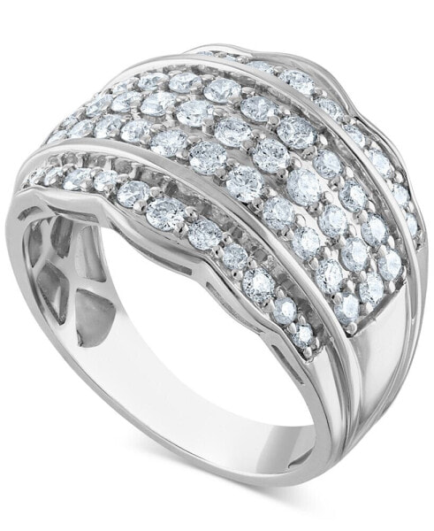 Diamond Multirow Scallop Edge Ring (1-1/10 ct. t.w.) in 14k White Gold