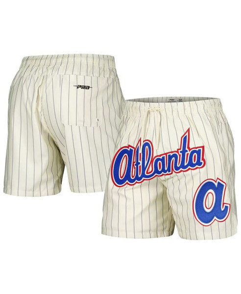 Men's Cream Atlanta Braves Pinstripe Retro Classic Woven Shorts