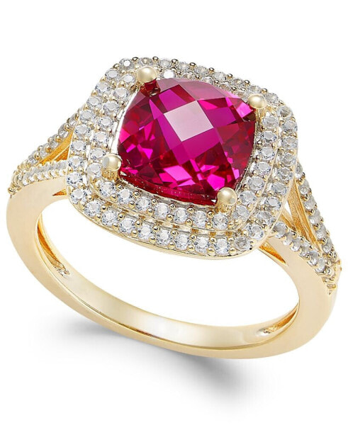 Lab-Grown Ruby (2-1/2 ct. t.w.) and White Sapphire (1/2 ct. t.w.) Ring in 14k Gold-Plated Sterling Silver