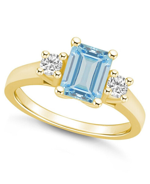 Aquamarine and Diamond Ring (1-3/8 ct.t.w and 1/4 ct.t.w) 14K Yellow Gold