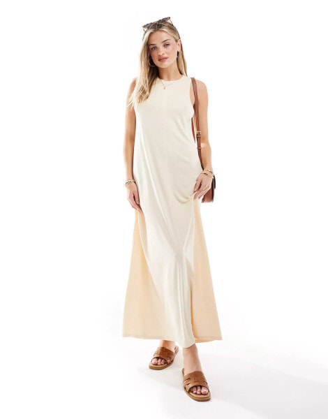 ASOS DESIGN ribbed slinky a line maxi dress in