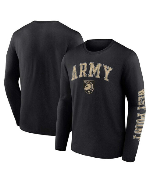 Men's Black Army Black Knights Distressed Arch Over Logo Long Sleeve T-shirt