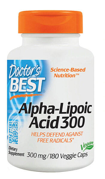 Doctor's Best Alpha-Lipoic Acid Альфа-липоевая кислота 300 мг - 180 растительных капсул