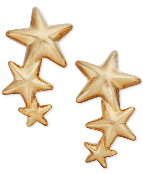 Triple Star Stud Crawler Earrings in 14k Gold