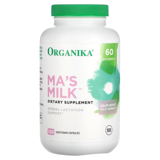 Витамины для женского здоровья Organika Ma's Milk, гербал лактация саппорт, 120 капсул