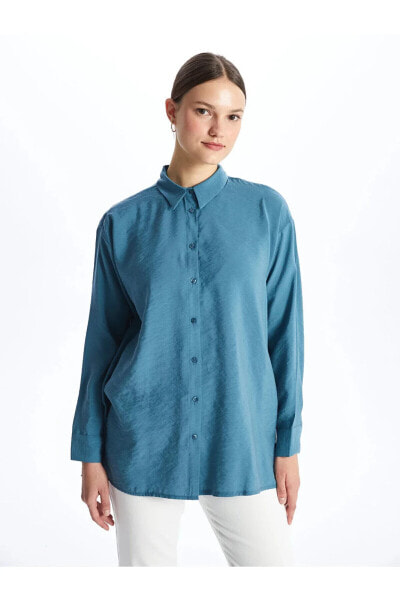 Modest Düz Uzun Kollu Oversize Kadın Gömlek Tunik