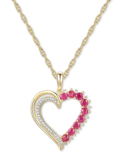 Macy's ruby (1/2 ct. t.w.) & Diamond (1/20 ct. t.w.) Open Heart 18" Pendant Necklace in 14k Gold-Plated Sterling Silver