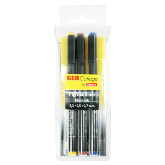 Aristo AR23513 - Black - Black - Round - Pigment-based ink - Stainless steel - 3 pc(s)