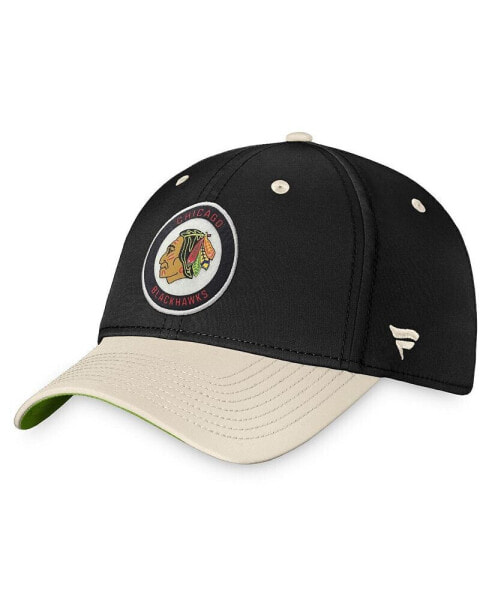 Men's Black, Khaki Chicago Blackhawks True Classics Retro Flex Hat