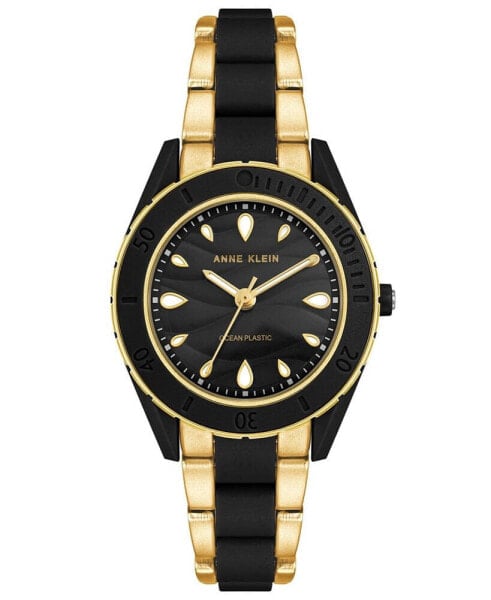 Women's Solar Gold-Tone and Black Oceanworks Plastic Watch, 32mm