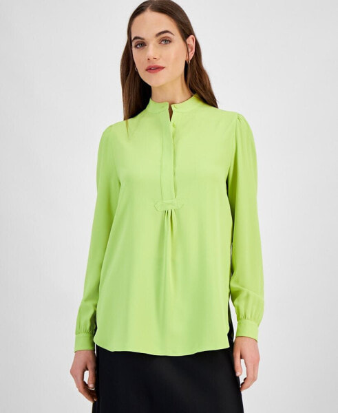 Women's Stand-Collar Button-Front Popover Tunic