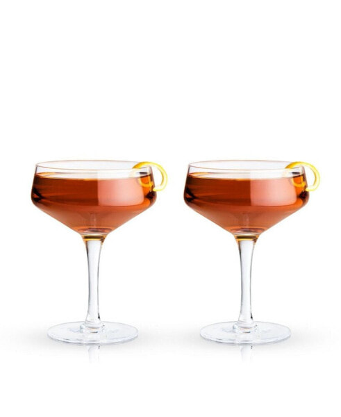 Raye Angled Crystal Coupe Glasses Set of 2, 7 Oz