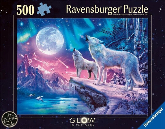 Ravensburger Puzzle 2D 500 ¦wiec±ce - Wilk w zorzy polarnej