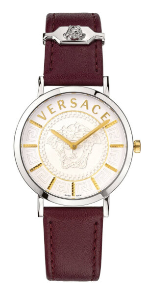 Versace Schweizer Uhr V-Essential Rot/Silber, Saphirglas VEK400221