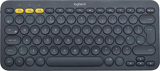 Logitech K380 Wireless Bluetooth keyboard, multi-device & Easy-Switch feature, Windows and Apple Shortcuts, PC / Mac / Tablet / Mobile Phone / Apple iOS + TV, Spanish QWERTY layout - Black