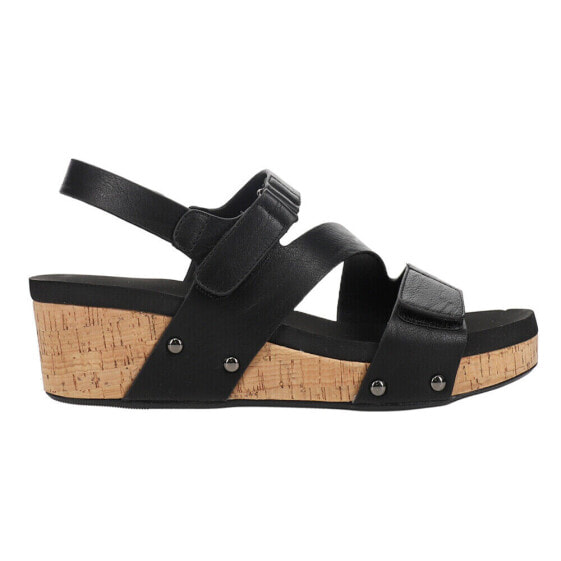 Corkys Rain Check Wedge Womens Black Casual Sandals 41-0209-BLCK