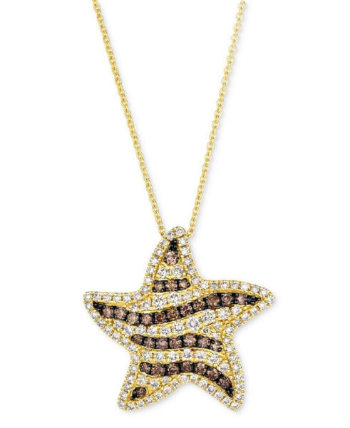 Le Vian gODIVA x Le Vian® Chocolate Diamond & Nude Diamond Star Adjustable 20" Pendant Necklace (1 ct. t.w.) in 14k Gold
