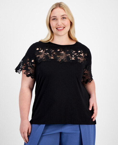 Plus Size Harmony Lace-Trim Knit Top