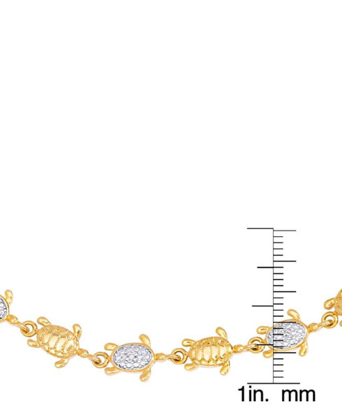 Diamond Accent Turtle Adjustable Bolo Bracelet in Gold Plate