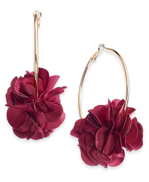 Fabric Flower Hoop Earrings, Created for Macy's