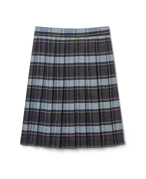 Big Girls Adjustable Waist Mid-Length Plaid Pleated Skirt