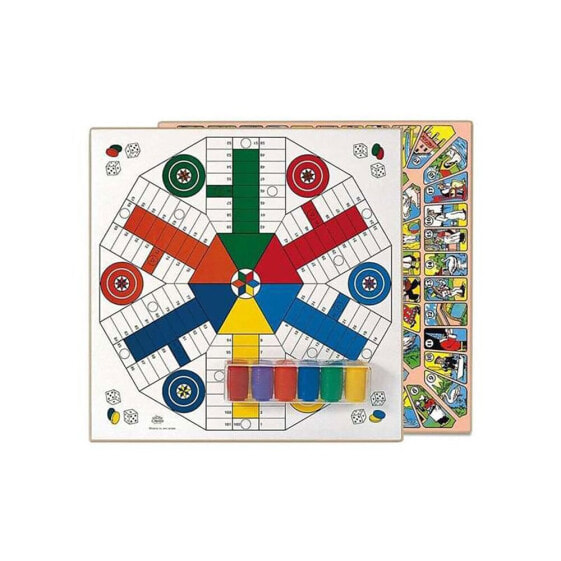 CAYRO Parchis Board 6 Players And Wood Oca 40x40 cm With Accessories Board Game