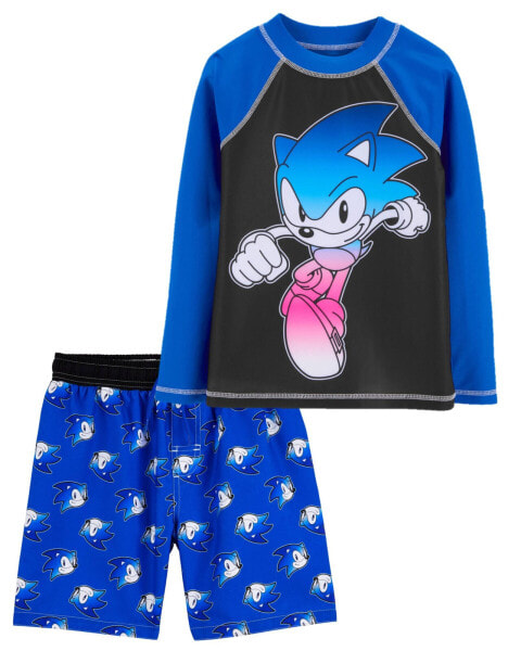 Kid Sonic The Hedgehog Rashguard & Swim Trunks Set 12