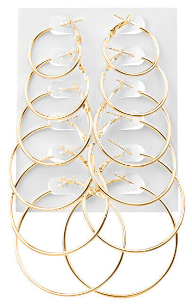 Gold gold plated earrings set (6 pairs)