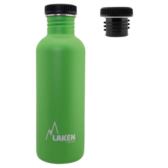 LAKEN Stainless Steel Bottle Basic Steel Black Cap