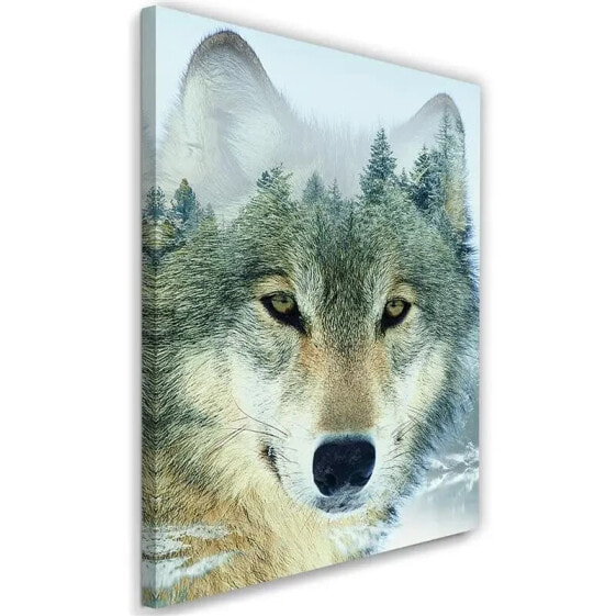 Wandbild Wolf Wald Nebel Natur Tiere