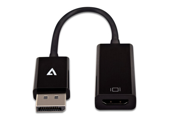 V7 Black Video Adapter DisplayPort Male to HDMI Female Slim - 0.1 m - DisplayPort - HDMI - Female - Male - 1920 x 1080 pixels