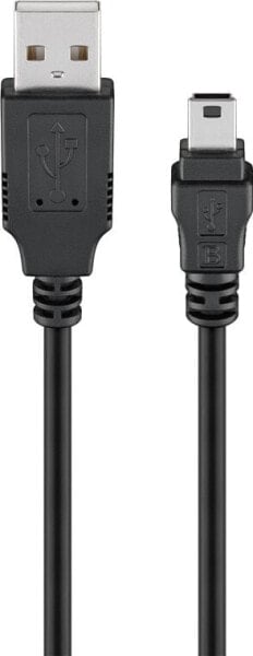 Wentronic USB 2.0 Hi-Speed Cable - black - 0.3m - 0.3 m - USB A - Mini-USB B - USB 2.0 - 480 Mbit/s - Black