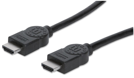 Manhattan HDMI Cable with Ethernet - 1080p@60Hz (High Speed) - 10m - Male to Male - Black - Fully Shielded - Gold Plated Contacts - Lifetime Warranty - Polybag - 10 m - HDMI Type A (Standard) - HDMI Type A (Standard) - 3D - 10.2 Gbit/s - Black