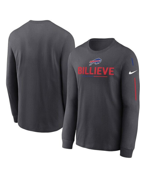 Men's Anthracite Buffalo Bills Team Slogan Long Sleeve T-shirt