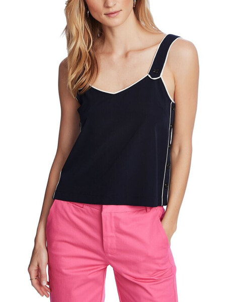 Women's Contrast-Piped V-neck Tank Top