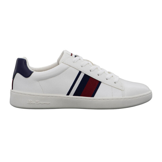 Ben Sherman Hampton Stripe Lace Up Mens White Sneakers Casual Shoes BSMHAMPSV-1